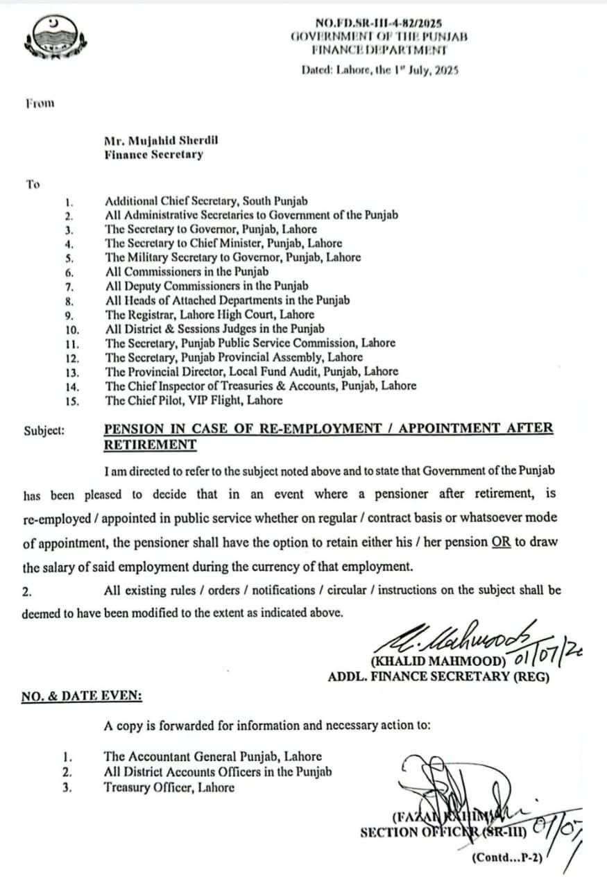Notification of Govt of Punjab