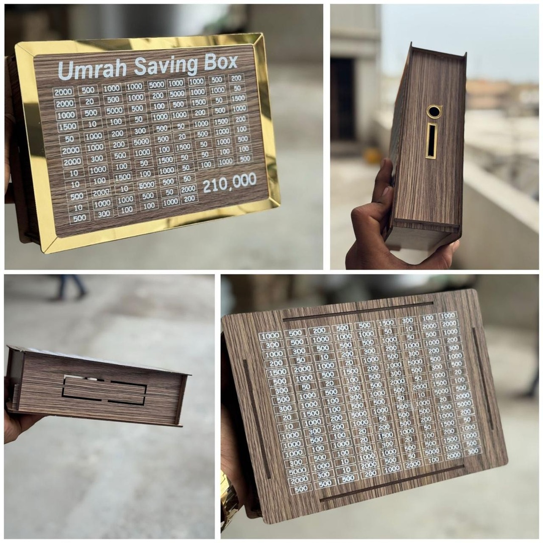 Big Size Wooden Sheet Umrah Saving Box